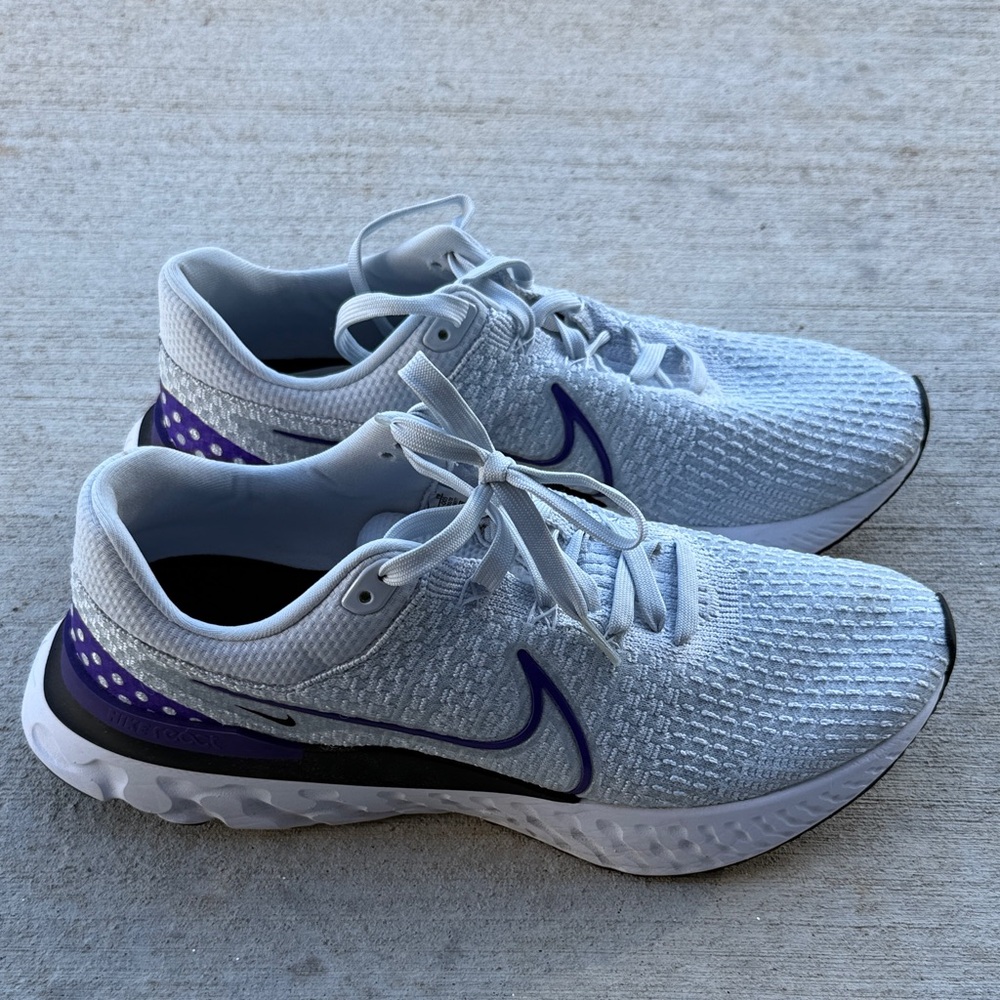 NWOT Nike React Infinity Flyknit White and Purple Athletic Sneakers